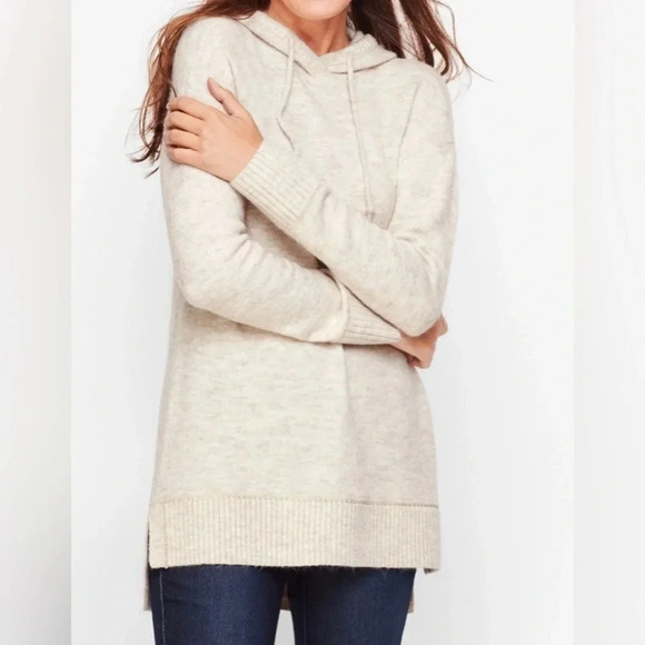 Talbots COZY LOUNGE HOODIE sweater with Sparkle Accent. Cream/ivory Size 2X NWT - Picture 1 of 11